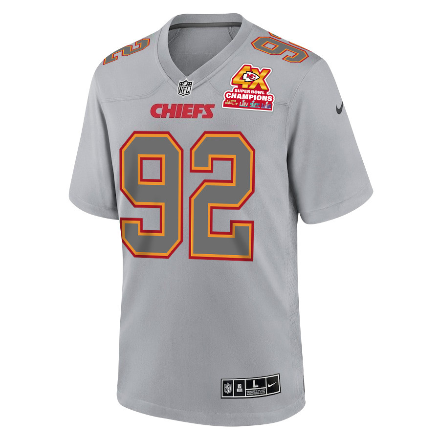 Neil Farrell 92 Kansas City Chiefs Super Bowl LVIII Champions 4X Atmosphere Fashion Game Gray NFL Jersey Men's
