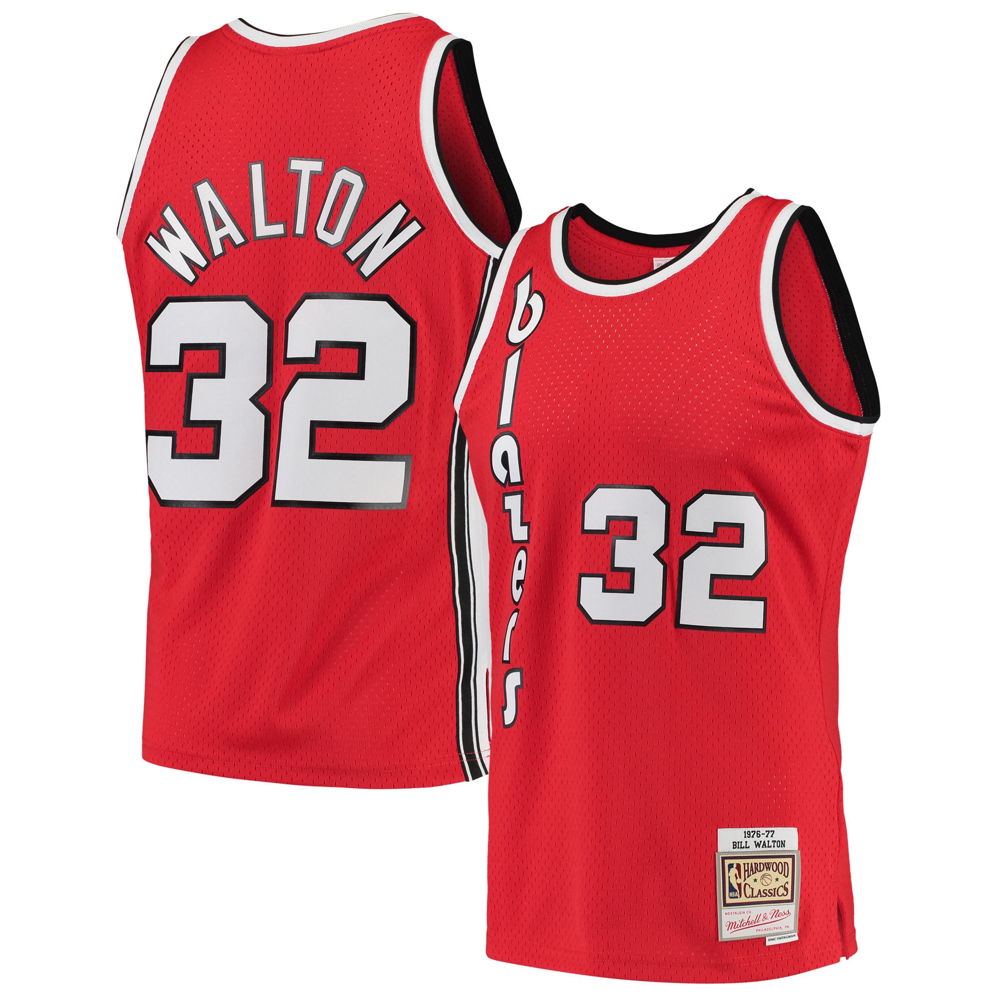 Mitchell Ness Bill Walton Red Portland Trail Blazers 1976-77 Hardwood Classics Swingman Player NBA Jersey Men's