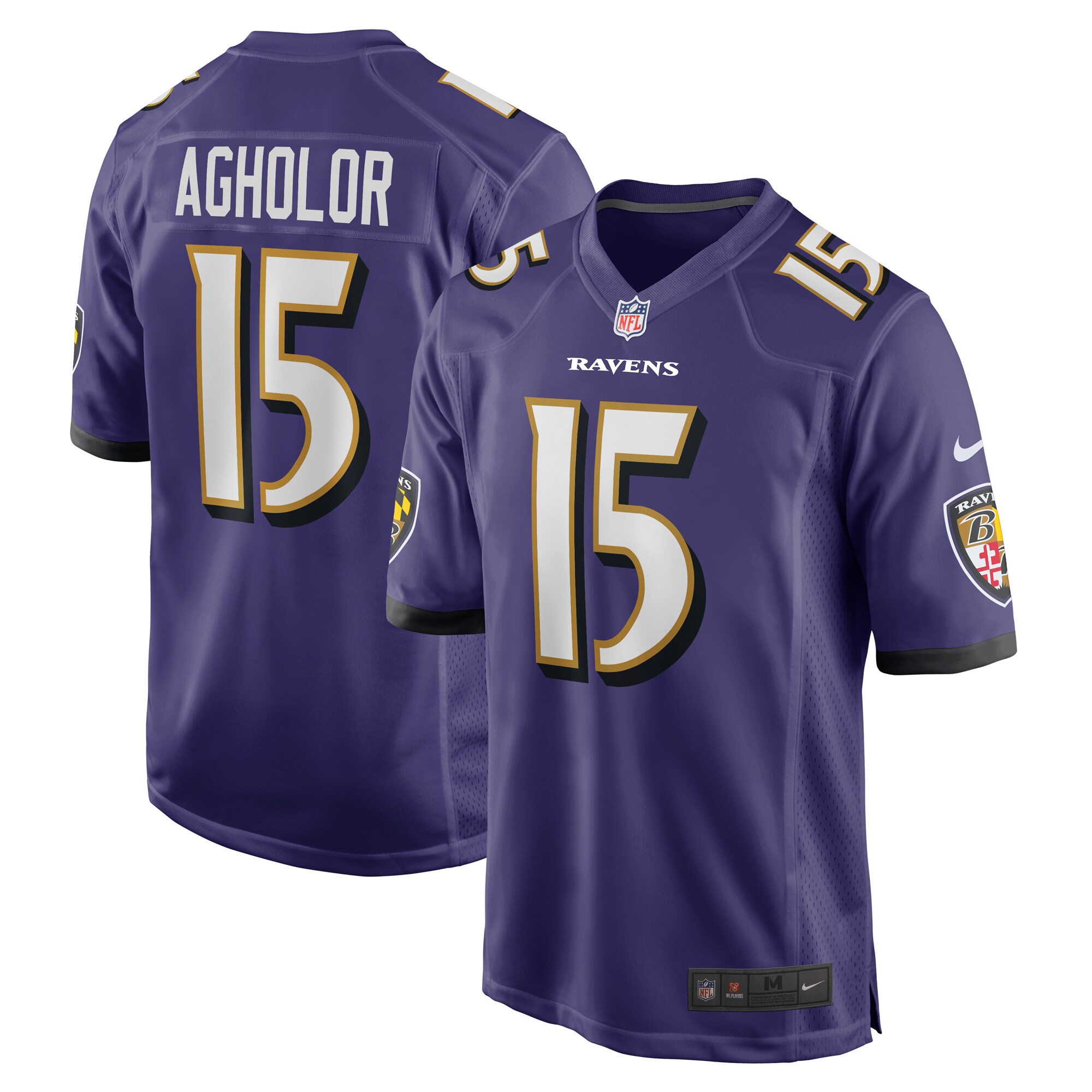 Baltimore Ravens Nelson Agholor Purple Game NFL Jersey Men's
