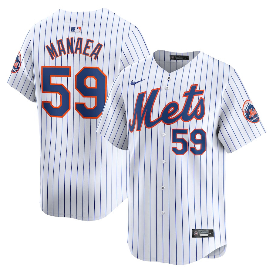 Sean Manaea 59 New York Mets Home Limited White MLB Jersey Men's