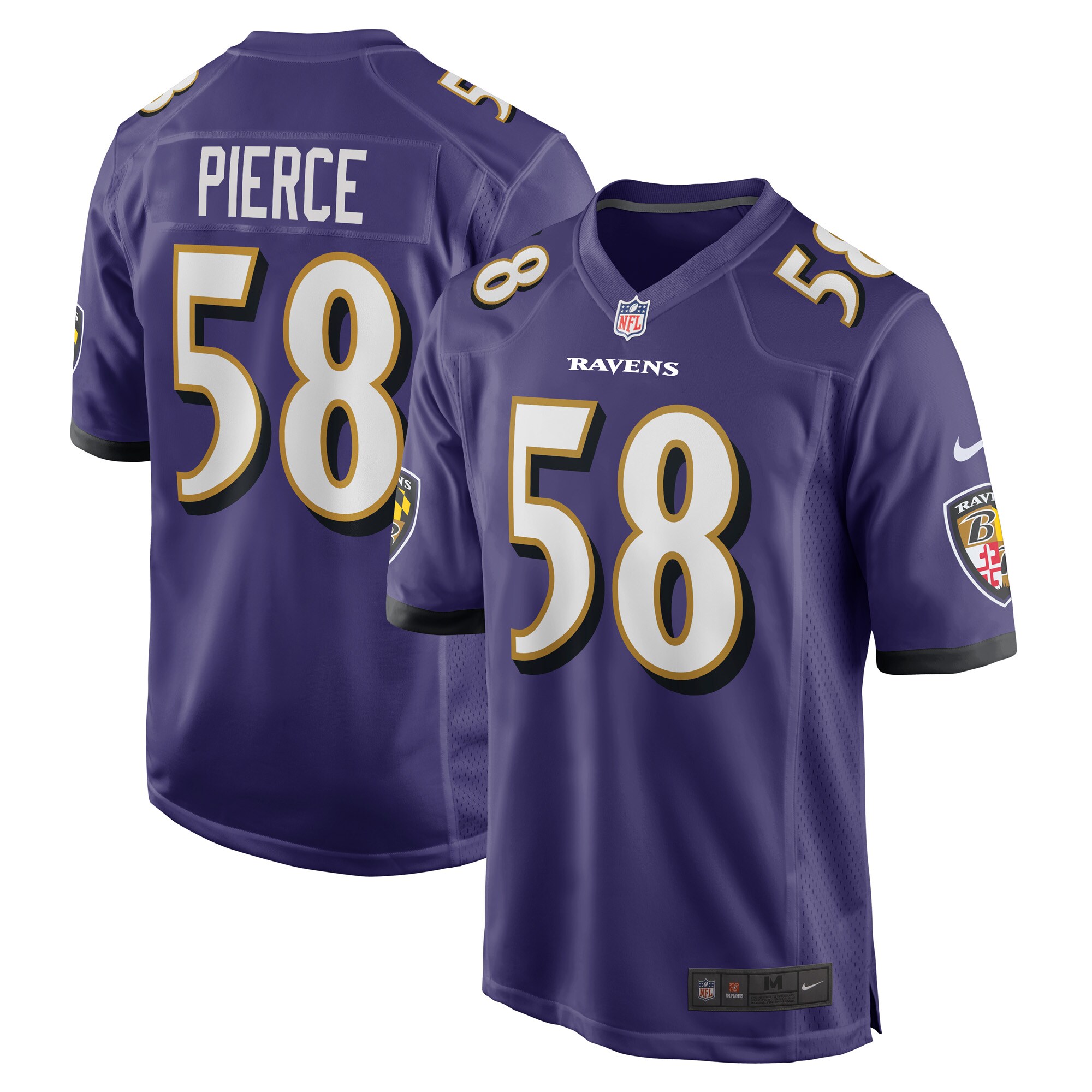 Baltimore Ravens Michael Pierce Purple Game NFL Jersey Men's