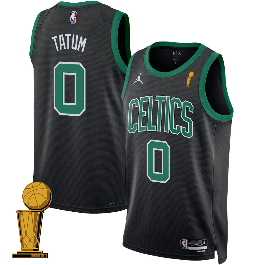 Jayson Tatum 0 Boston Celtics 2024 FINALS CHAMPIONS Swingman Statement Edition Black NBA Jersey Men's