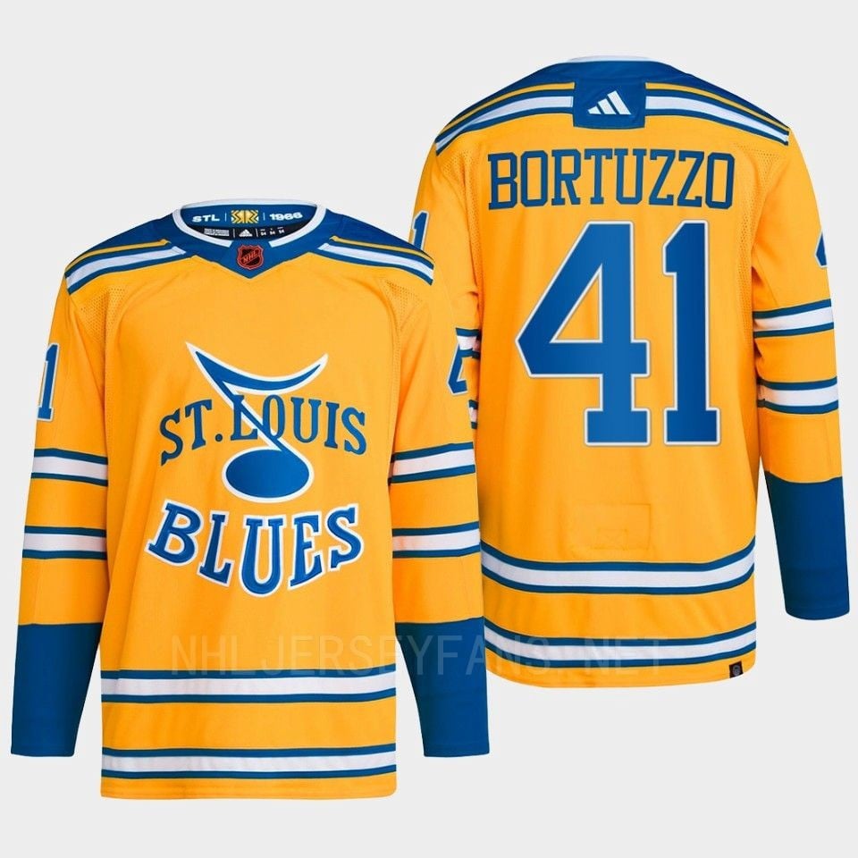 Robert Bortuzzo 41 Reverse Retro 2.0 2022 St. Louis Blues Yellow Primegreen NHL Jersey Men's