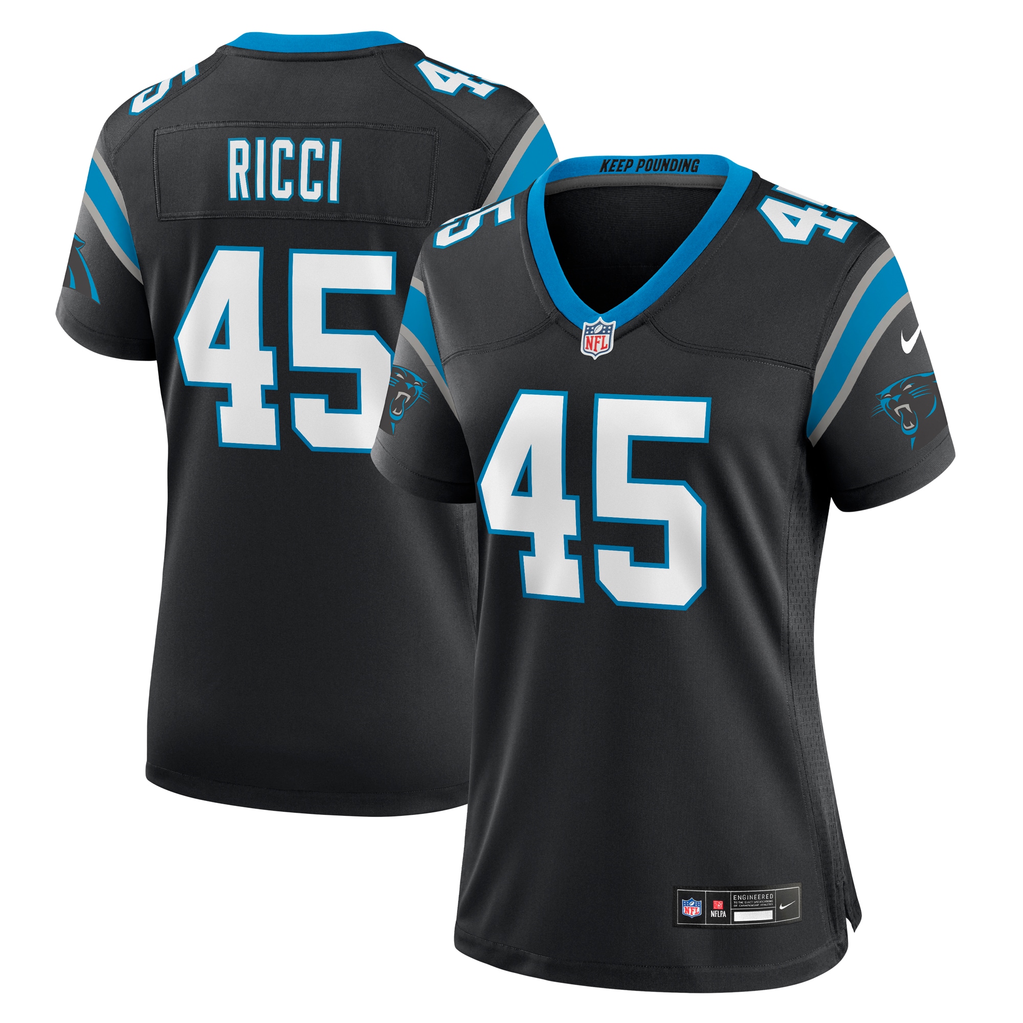 Carolina Panthers Giovanni Ricci Black Team Game NFL Jersey Women's