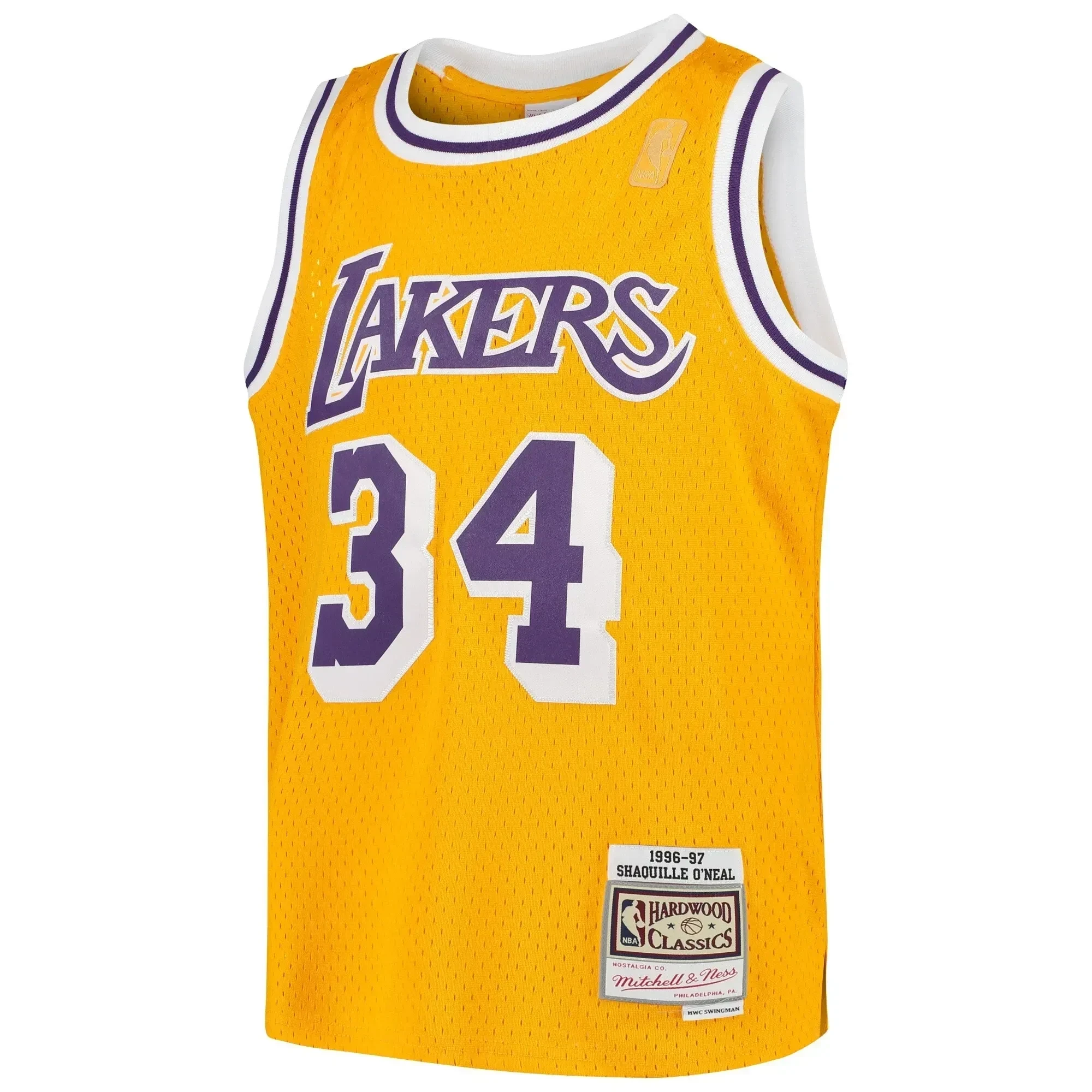 Shaquille O'neal Los Angeles Lakers Mitchell&Nes Swingman Throwback Gold NBA Jersey Youth
