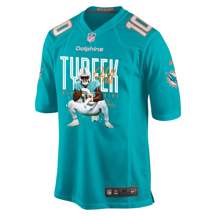 Tyreek Hill 10 Miami Dolphins Cheetah Celebration Game Aqua NFL Jersey Men's