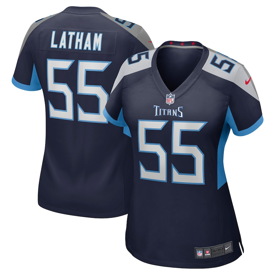 JC Latham 55 Tennessee Titans Team Game Navy NFL Jersey Women's