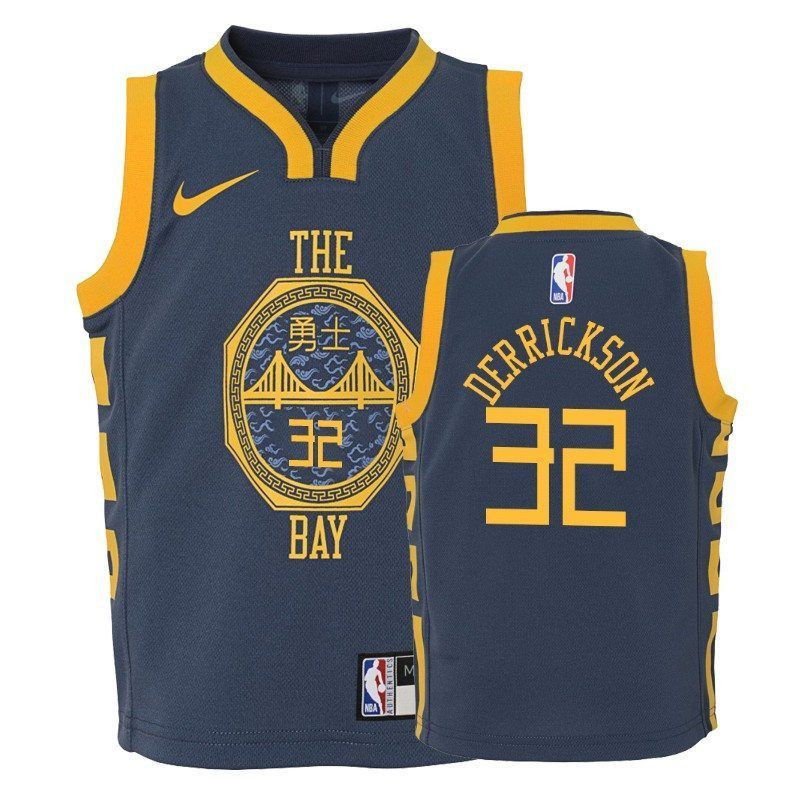Golden State Warriors Marcus Derrickson 32 City Navy NBA Jersey Youth