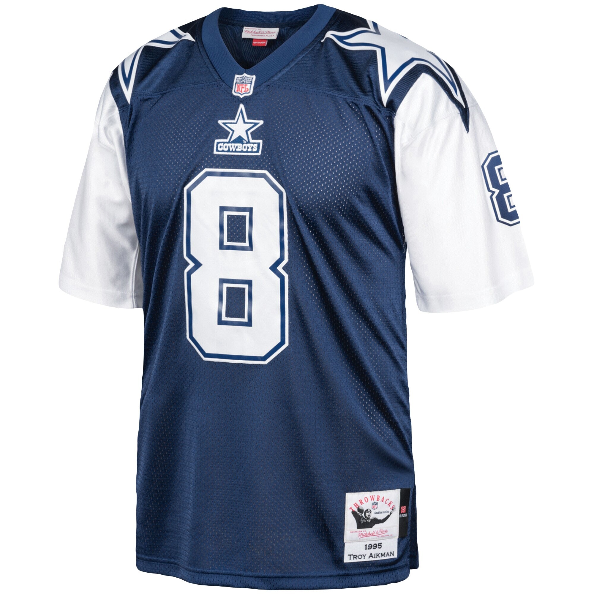 Dallas Cowboys 1995 Troy Aikman Mitchell Ness Navy Throwback Retired Player NFL Jersey Men's