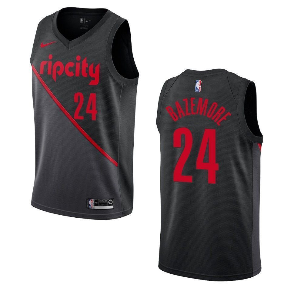 Portland Trail Blazers 24 Kent Bazemore City Swingman Black NBA Jersey Men's