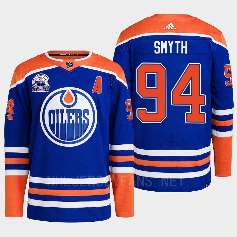 Edmonton Oilers Ryan Smyth 94 Royal Primegreen Hall Of Fame Patch 2022 NHL Jersey Men's