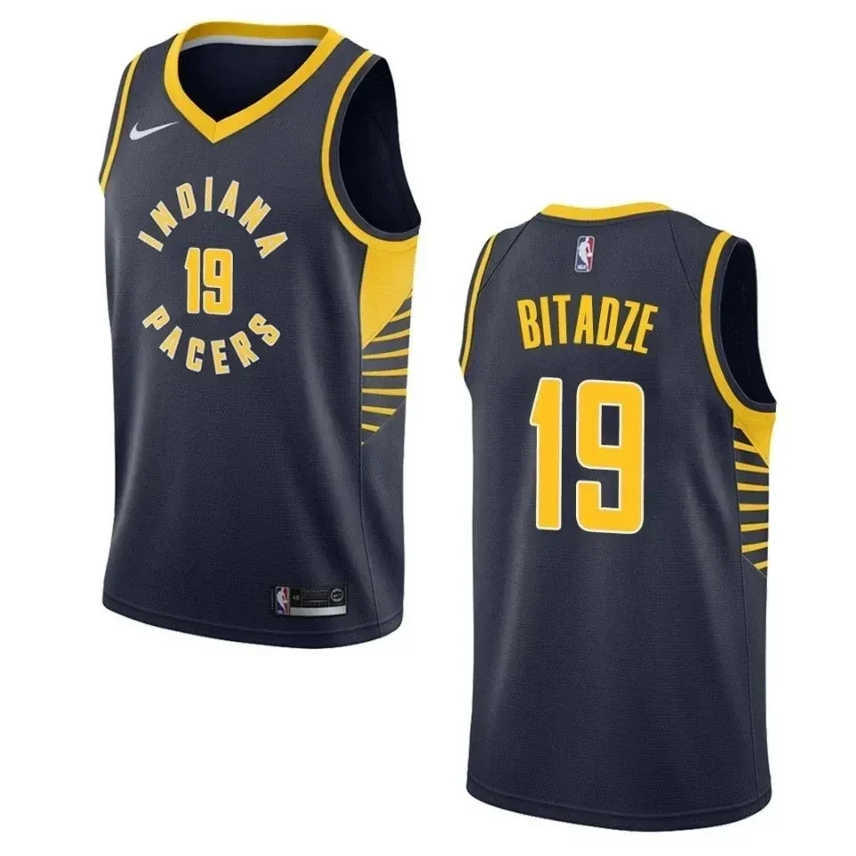 Indiana Pacers 19 Goga Bitadze Icon Swingman Navy NBA Jersey Men's