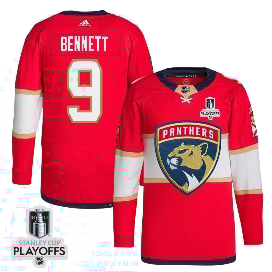 Sam Bennett 9 Florida Panthers 2024 Playoffs Patch Home Red NHL Jersey Men's