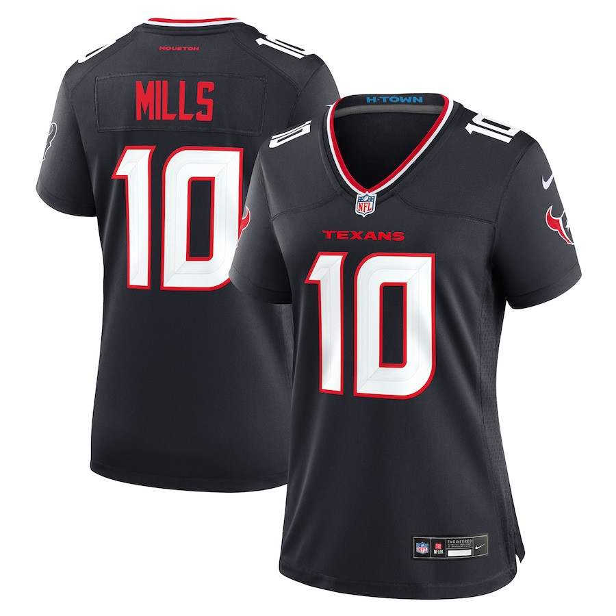 Davis Mills 10 Houston Texans Team Game Navy NFL Jersey Women's