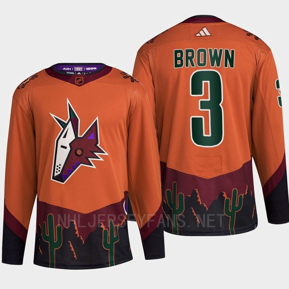 Arizona Coyotes 2022 Reverse Retro 2.0 Josh Brown 3 Orange Primegreen NHL Jersey Men's