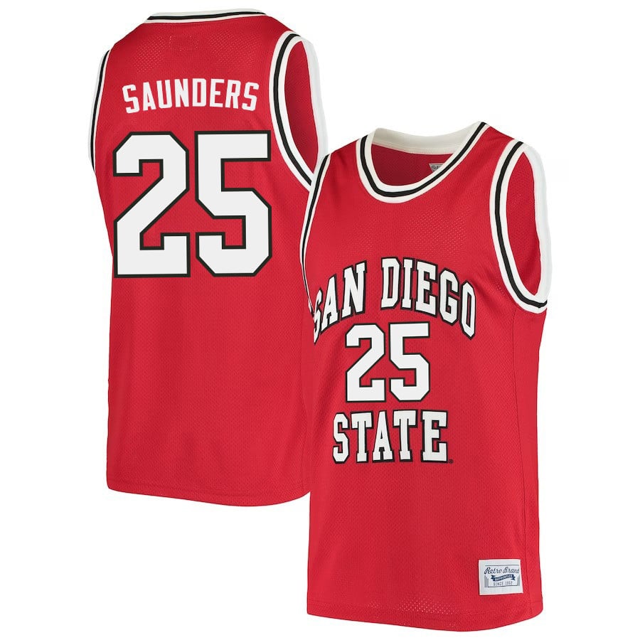 Elijah Saunders 25 San Diego State Aztecs 2023- Red NCAA Jersey Men's