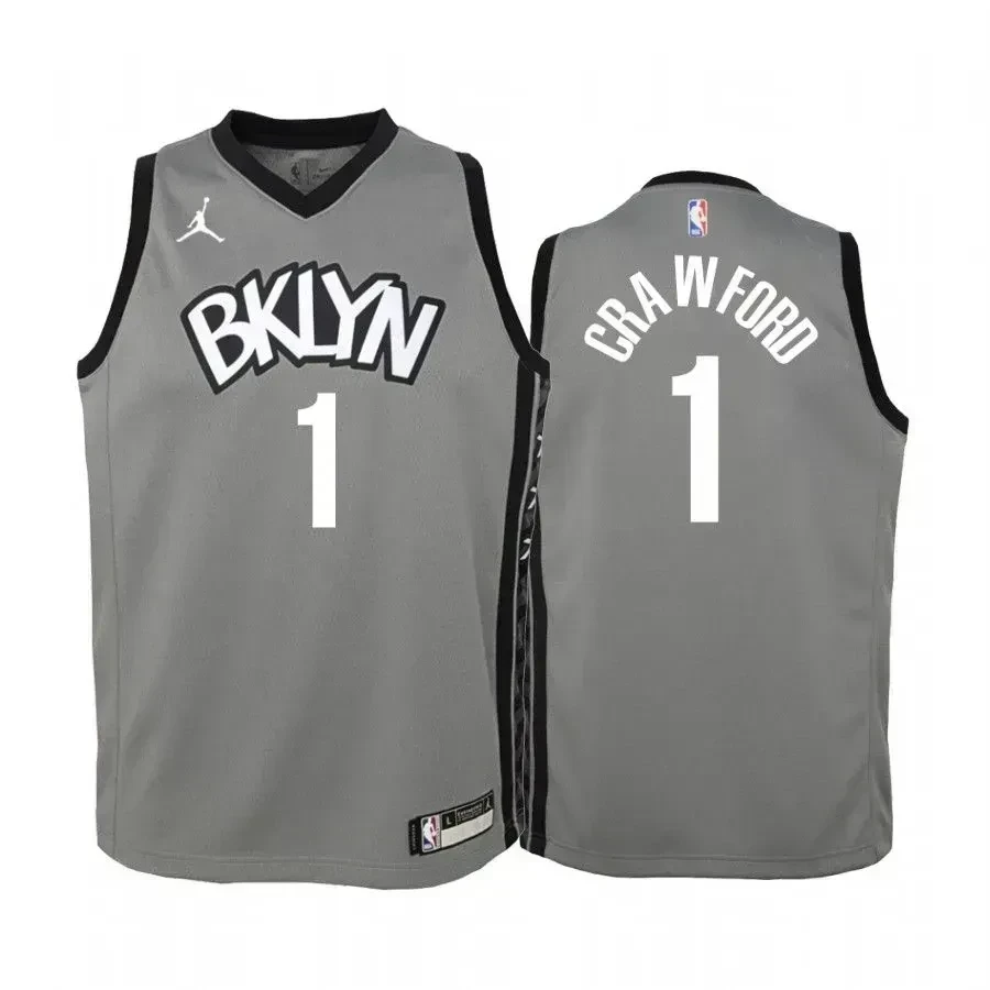 Jamal Crawford Brooklyn Nets Gray Statet Jumpman NBA Jersey Youth