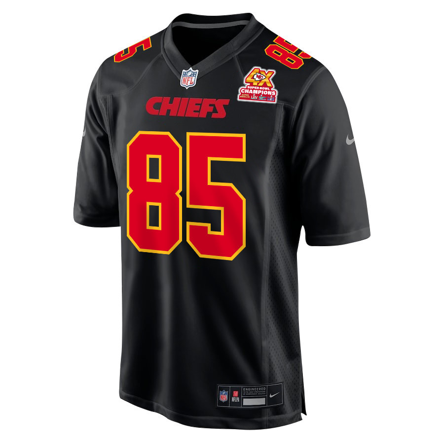 Izaiah Gathings 85 Kansas City Chiefs Super Bowl LVIII Champions 4X Fashion Game Carbon Black NFL Jersey Men's