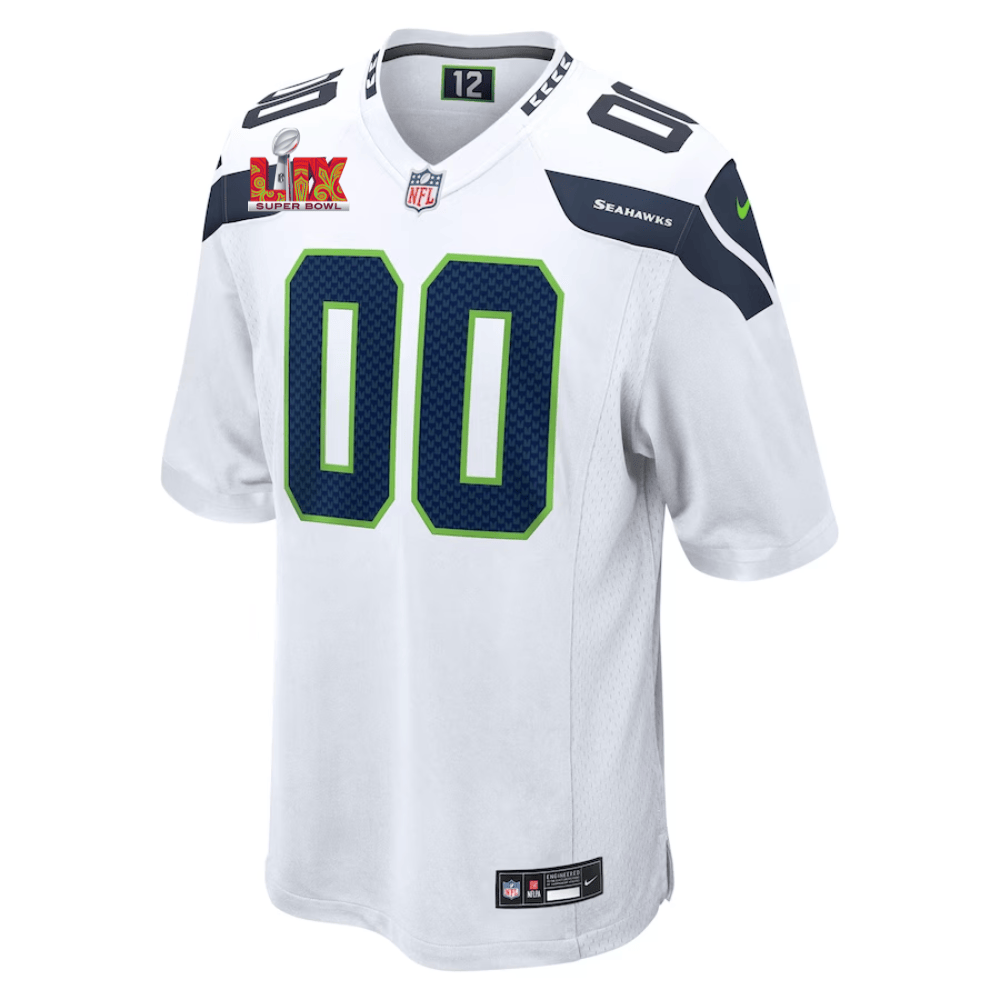 Seattle Seahawks Super Bowl LIX Patch Game Custom White NFL Jersey Men's