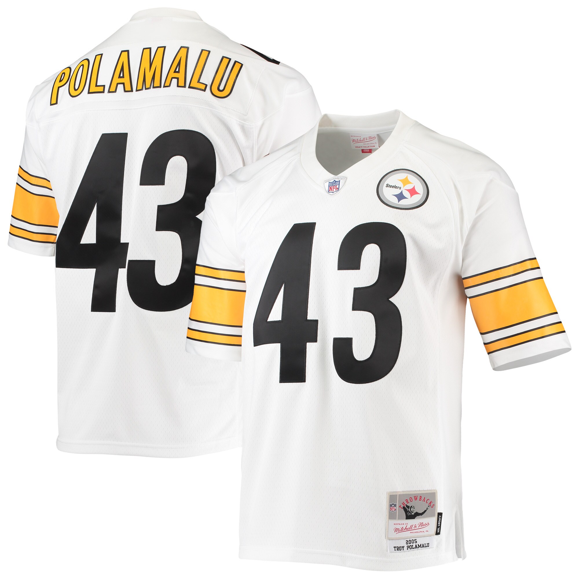 Pittsburgh Steelers Troy Polamalu Mitchell Ness White Legacy NFL Jersey Men's