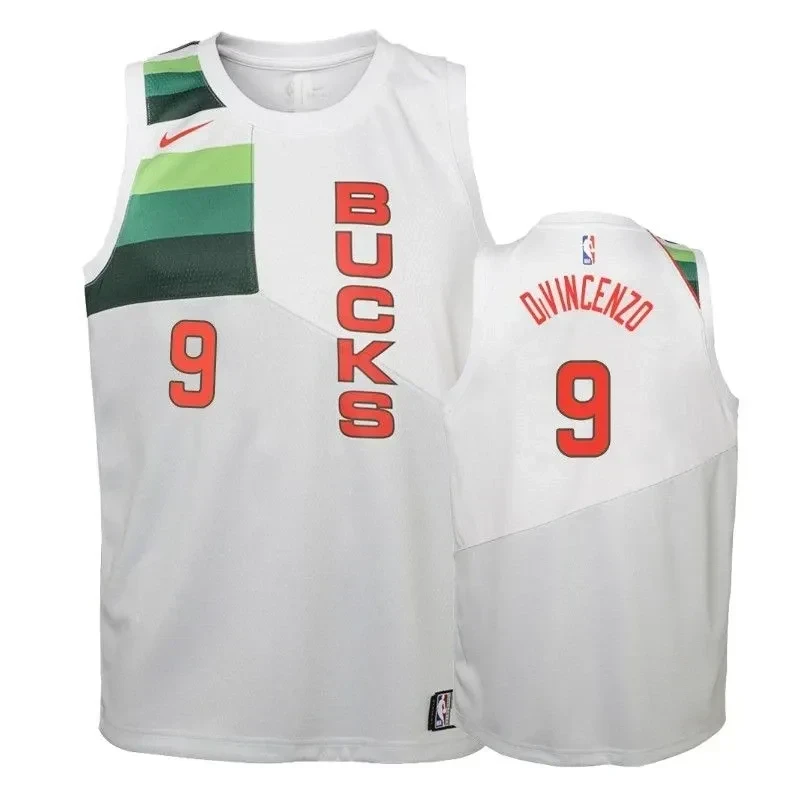 Bucks Donte Divincenzo 9 2018-19 Earne White NBA Jersey Youth