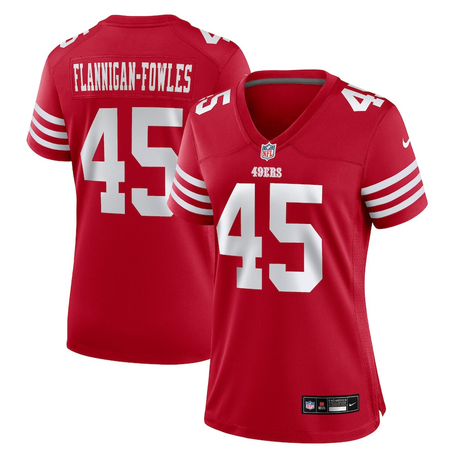 Demetrius Flannigan-Fowles 45 San Francisco 49ers Game Scarlet NFL Jersey Women's