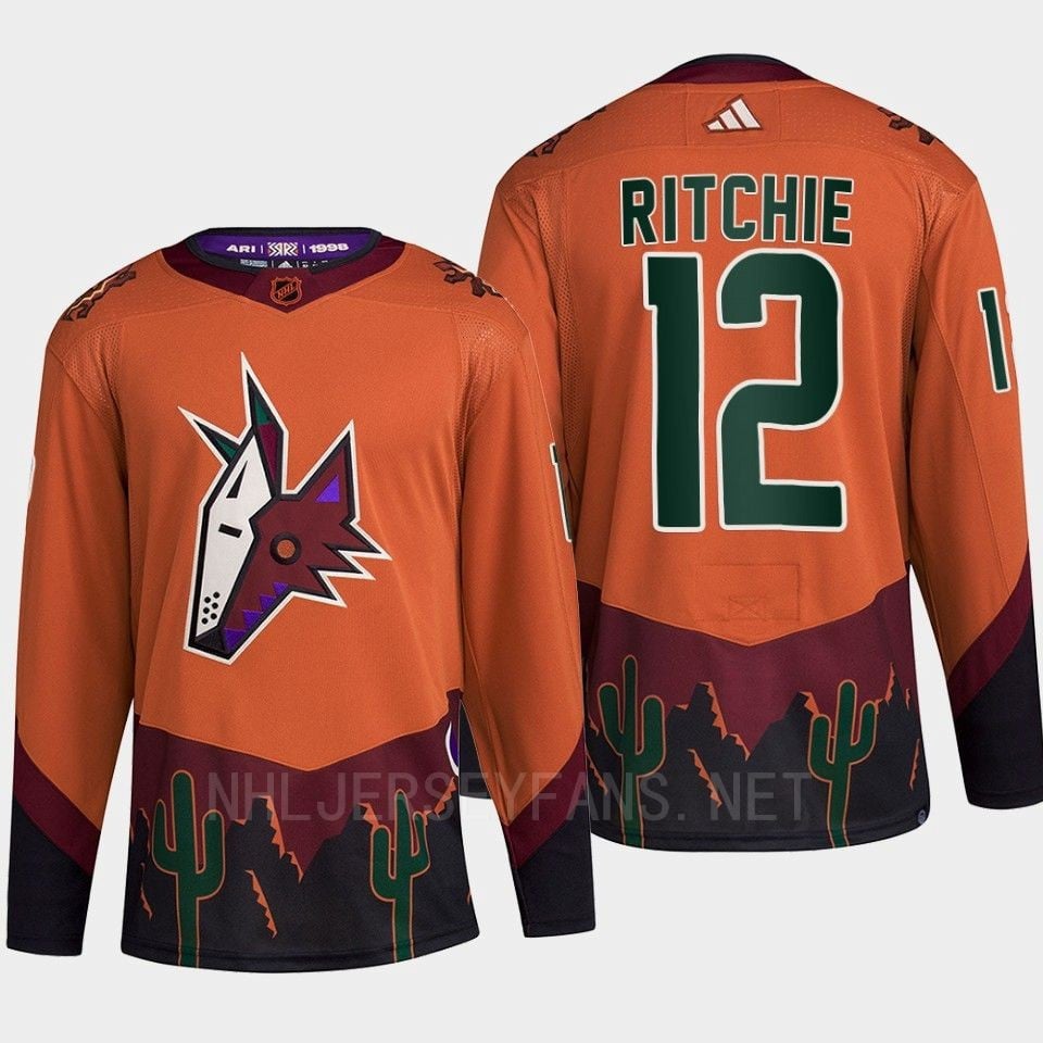 Arizona Coyotes 2022 Reverse Retro 2.0 Nick Ritchie 12 Orange Primegreen NHL Jersey Men's