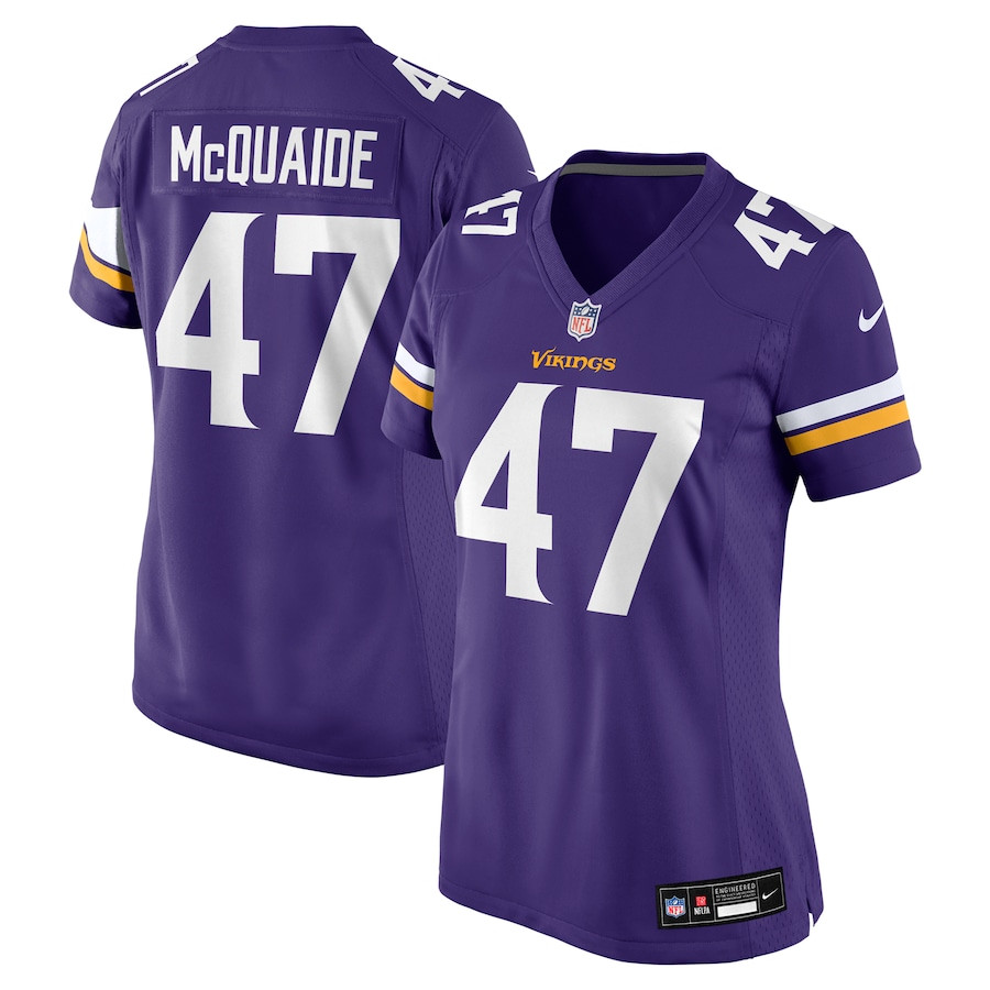 Jake McQuaide 47 Minnesota Vikings Game Purple NFL Jersey Women's