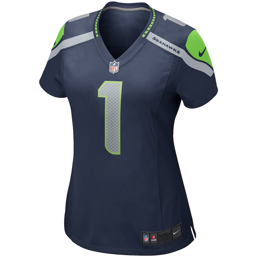 Warren Moon 1 Seattle Seahawks Game Retired College Navy NFL Jersey Women's
