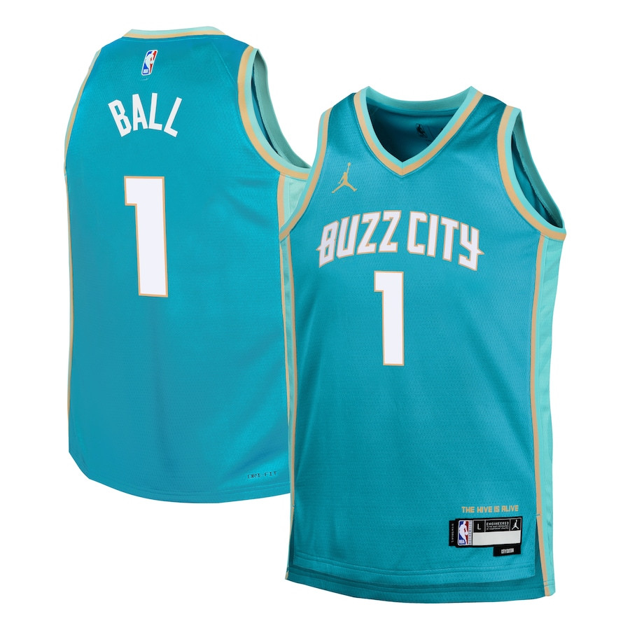 LaMelo Ball 1 Charlotte Hornets 2023/24 City Edition Swingma Teal NBA Jersey Youth