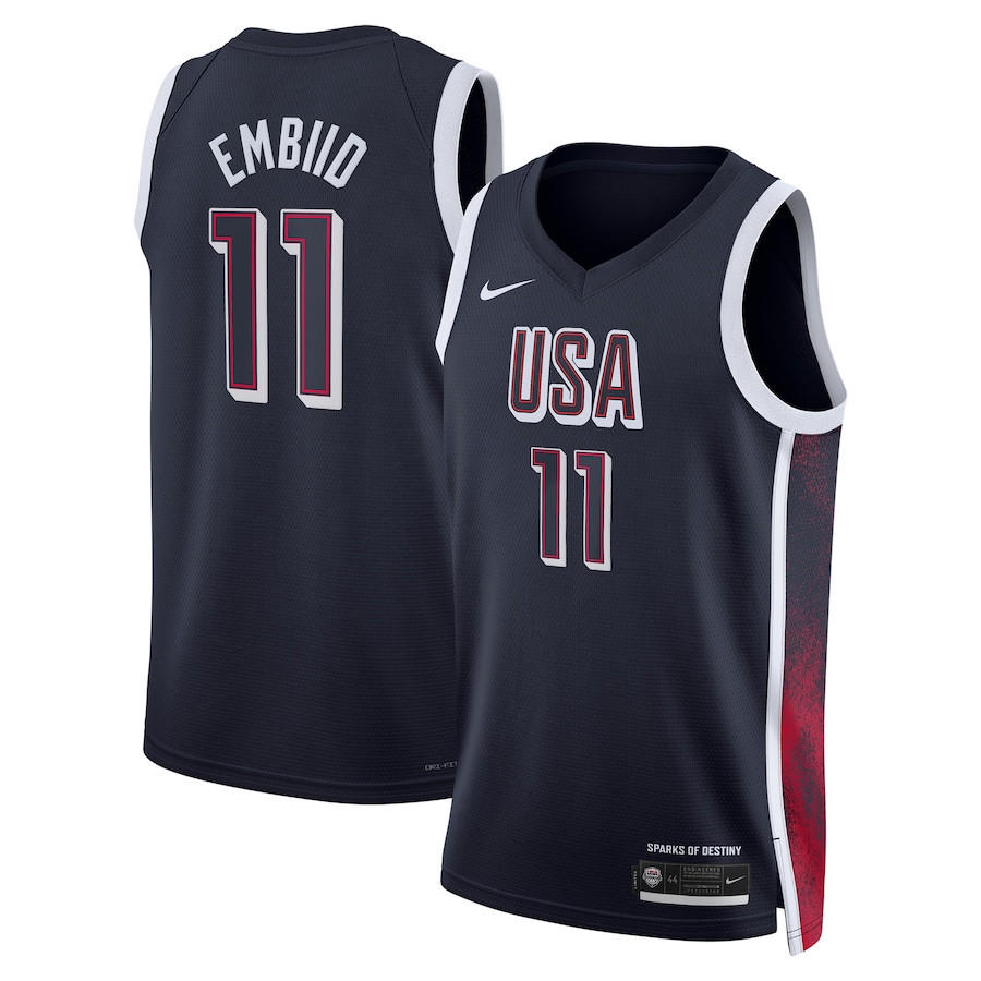 Joel Embiid 11 USA Unisex 2024 Swingman Player Navy NBA Jersey Unisex