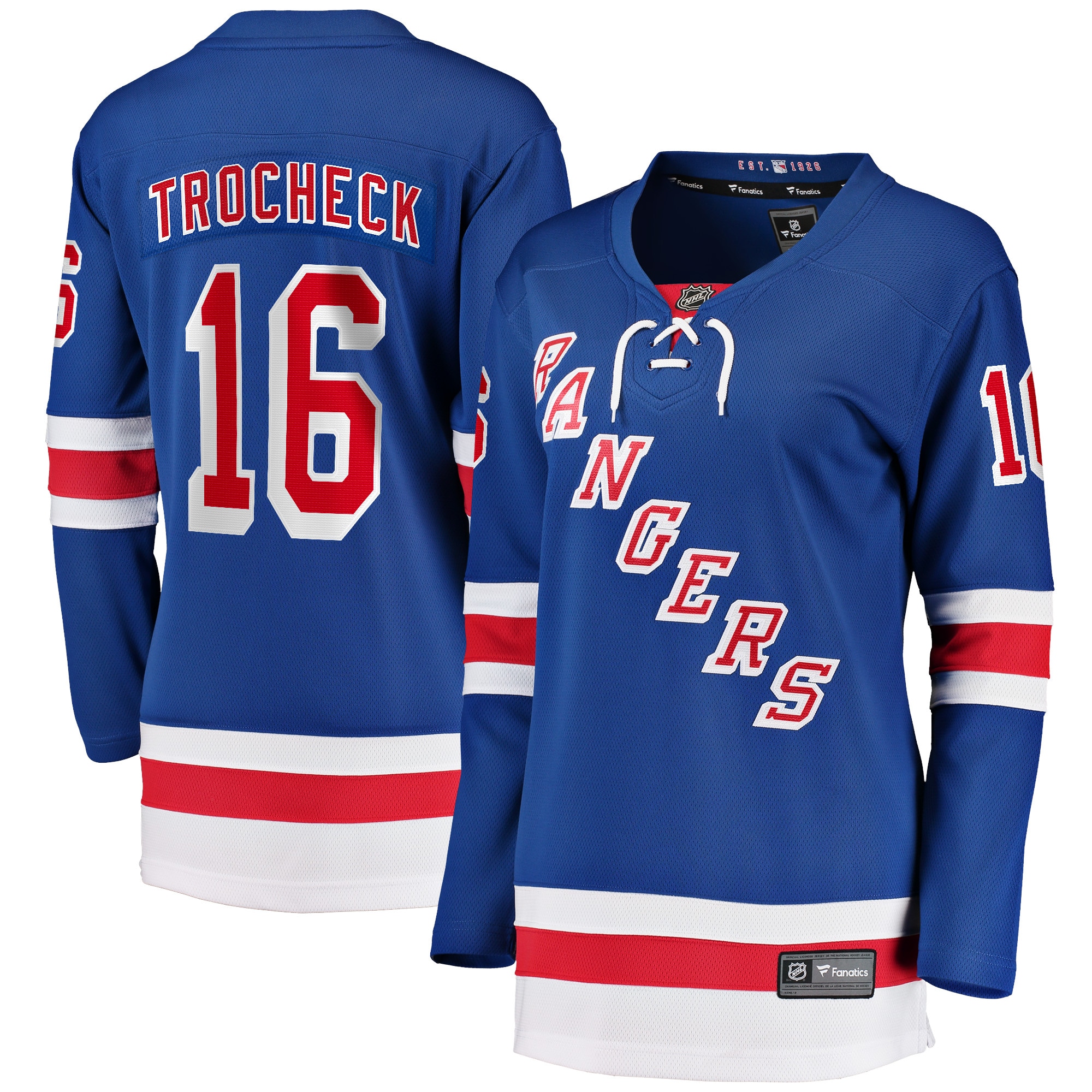 New York Rangers Vincent Trocheck Blue Home Breakaway Player NHL Jersey Women's