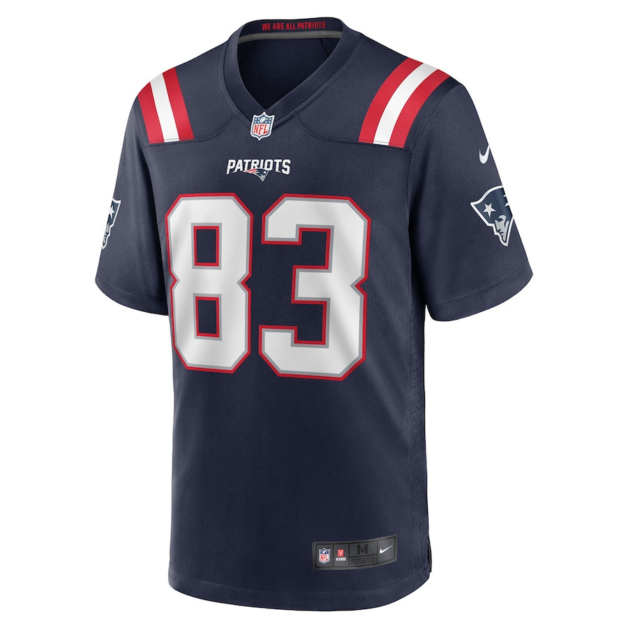 John Jiles 83 New England Patriots Team Game Navy NFL Jersey Men's