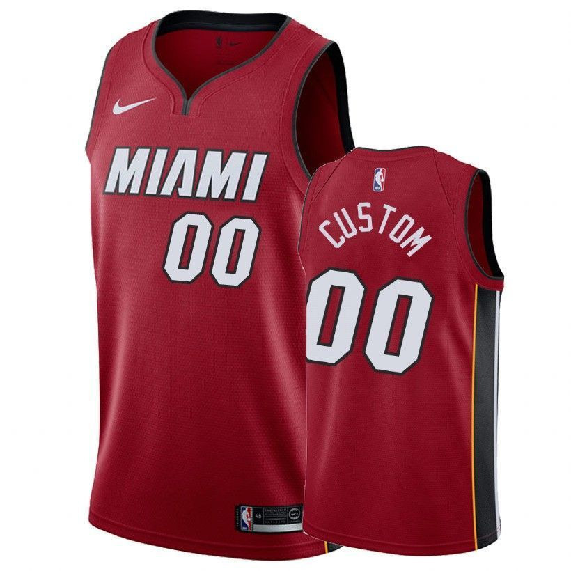 Miami Heat Custom 00 Statet Red NBA Jersey Men's