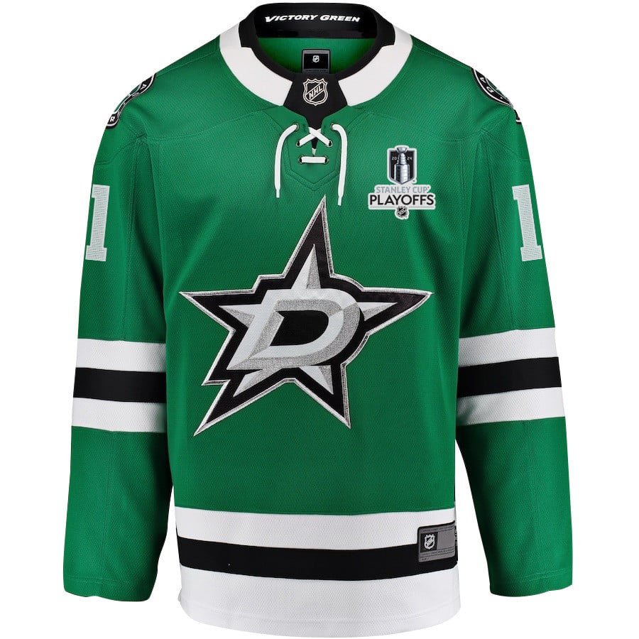 Logan Stankoven 11 Dallas Stars 2024 Playoffs Patch Home Green NHL Jersey Men's