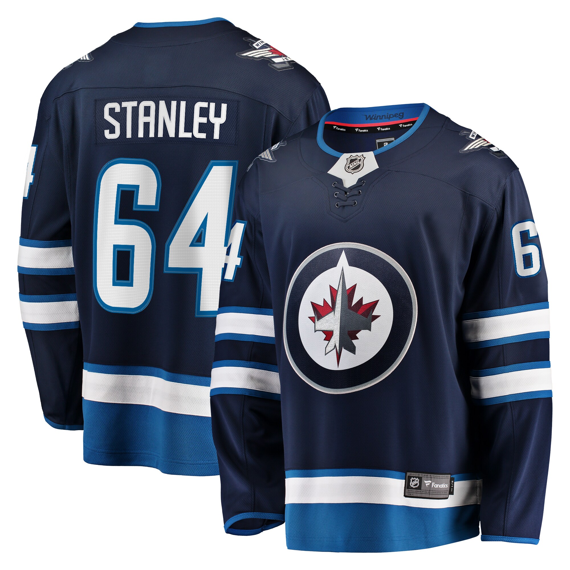 Winnipeg Jets Logan Stanley Navy Home Premier Breakaway Player NHL Jersey Men's