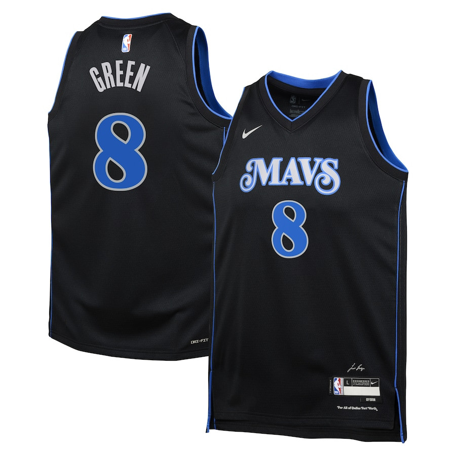 Josh Green 8 Dallas Mavericks 2023/24 City Edition Swingma Black NBA Jersey Youth