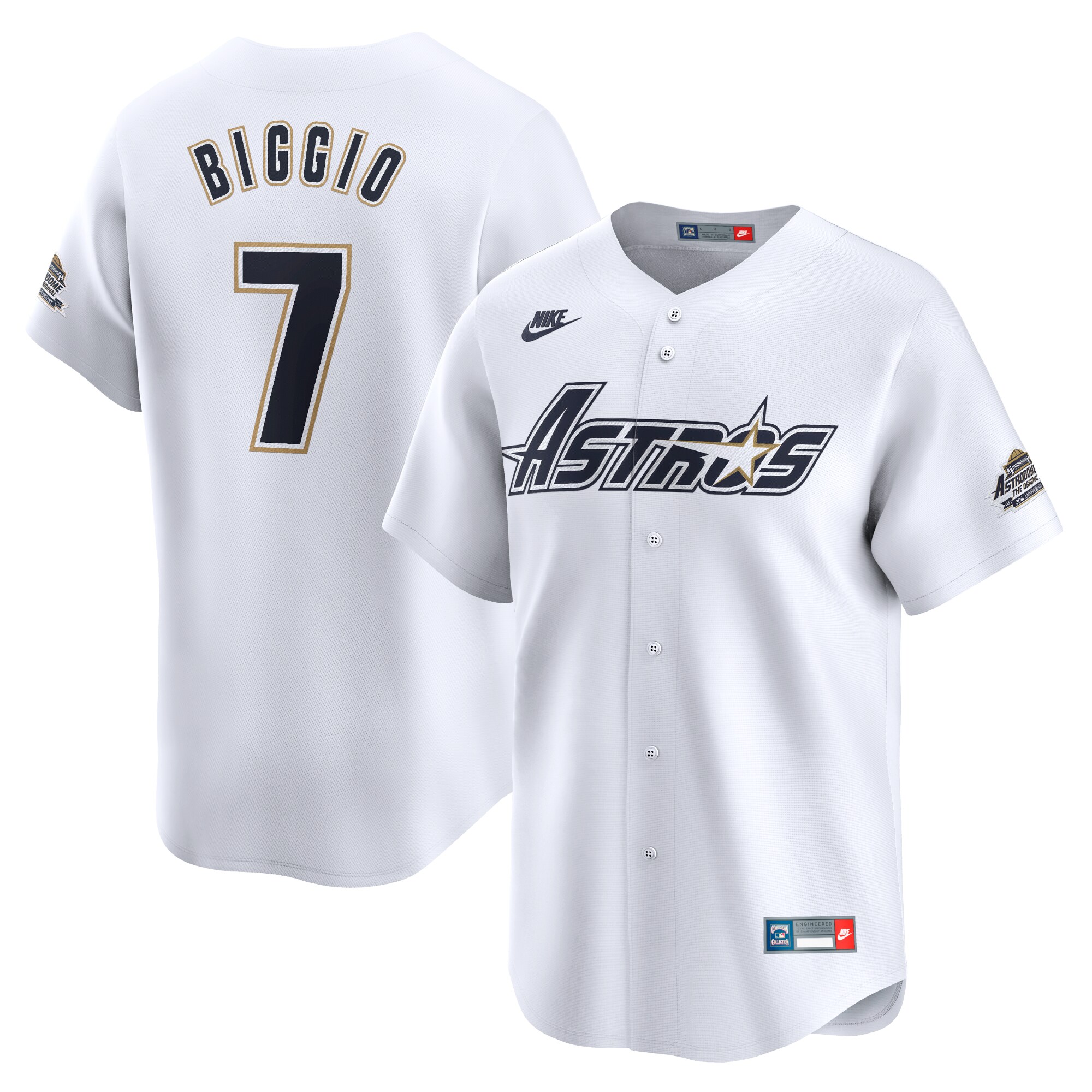 Houston Astros Craig Biggio White Throwback Cooperstown Collection Limited MLB Jersey Men's
