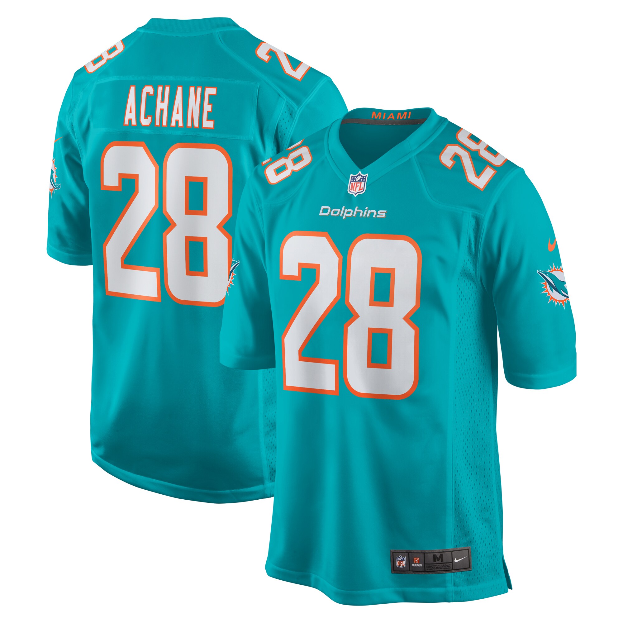 Miami Dolphins Devon Achane Aqua Player Game NFL Jersey Men's