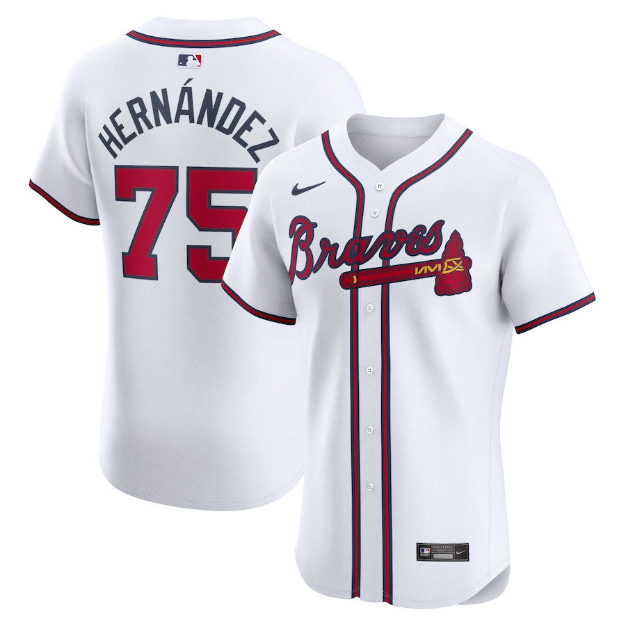 Daysbel Hernandez 75 Atlanta Braves Home Elite Player White MLB Jersey Men's