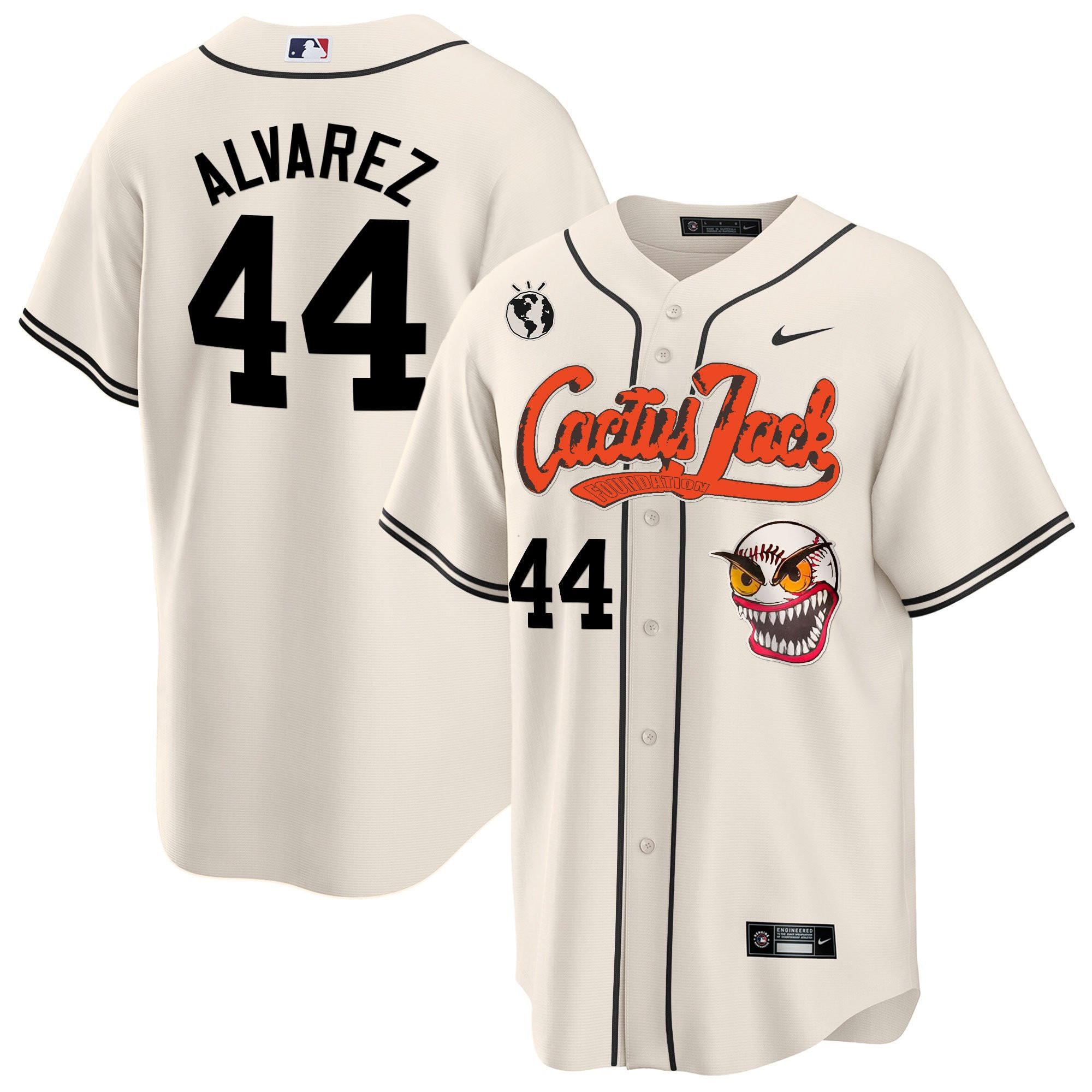 Yordan Alvarez 44 Houston Astros Cactus Jack Cream Men MLB Jersey Men's