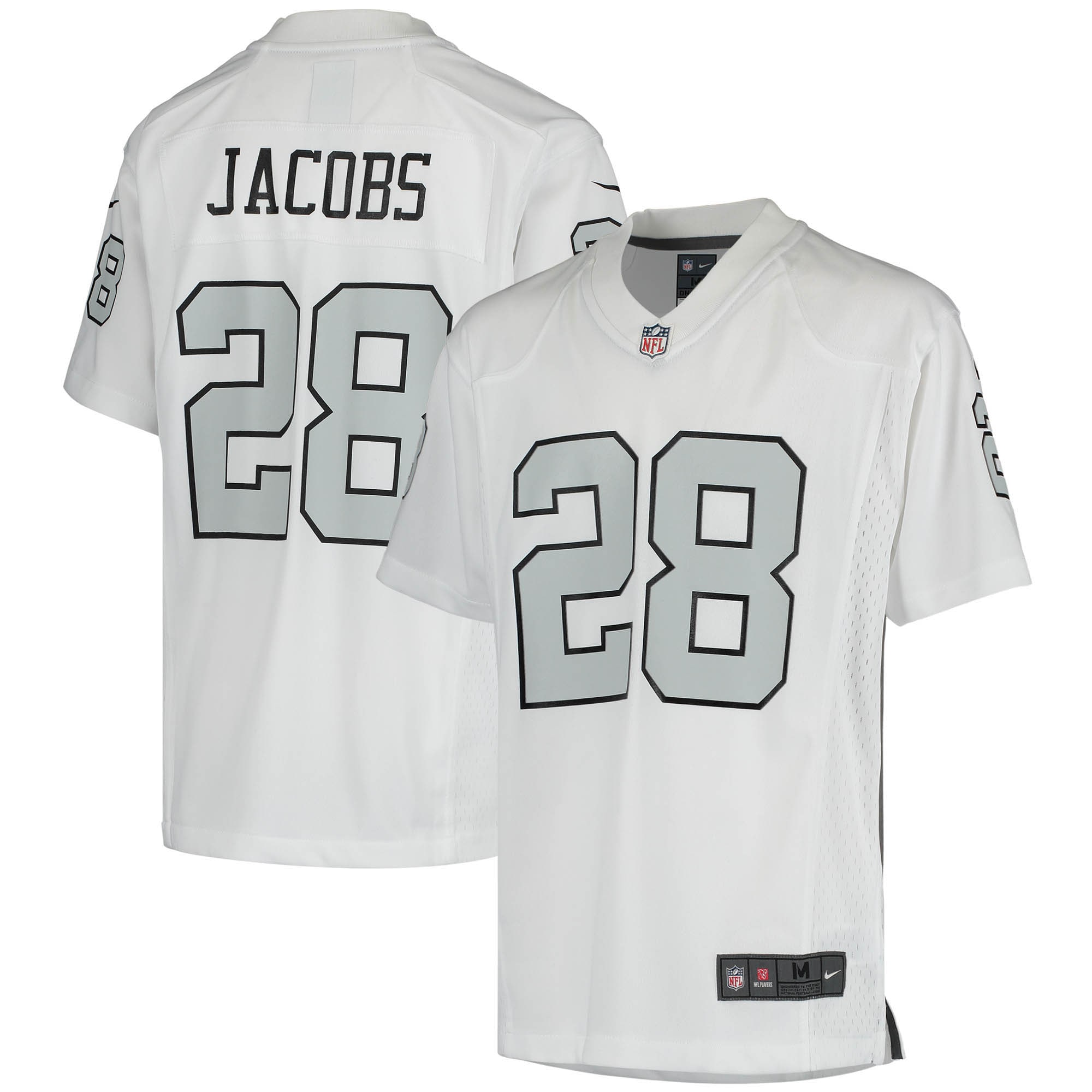 Las Vegas Raiders Josh Jacobs White Color Rush Game NFL Jersey Youth