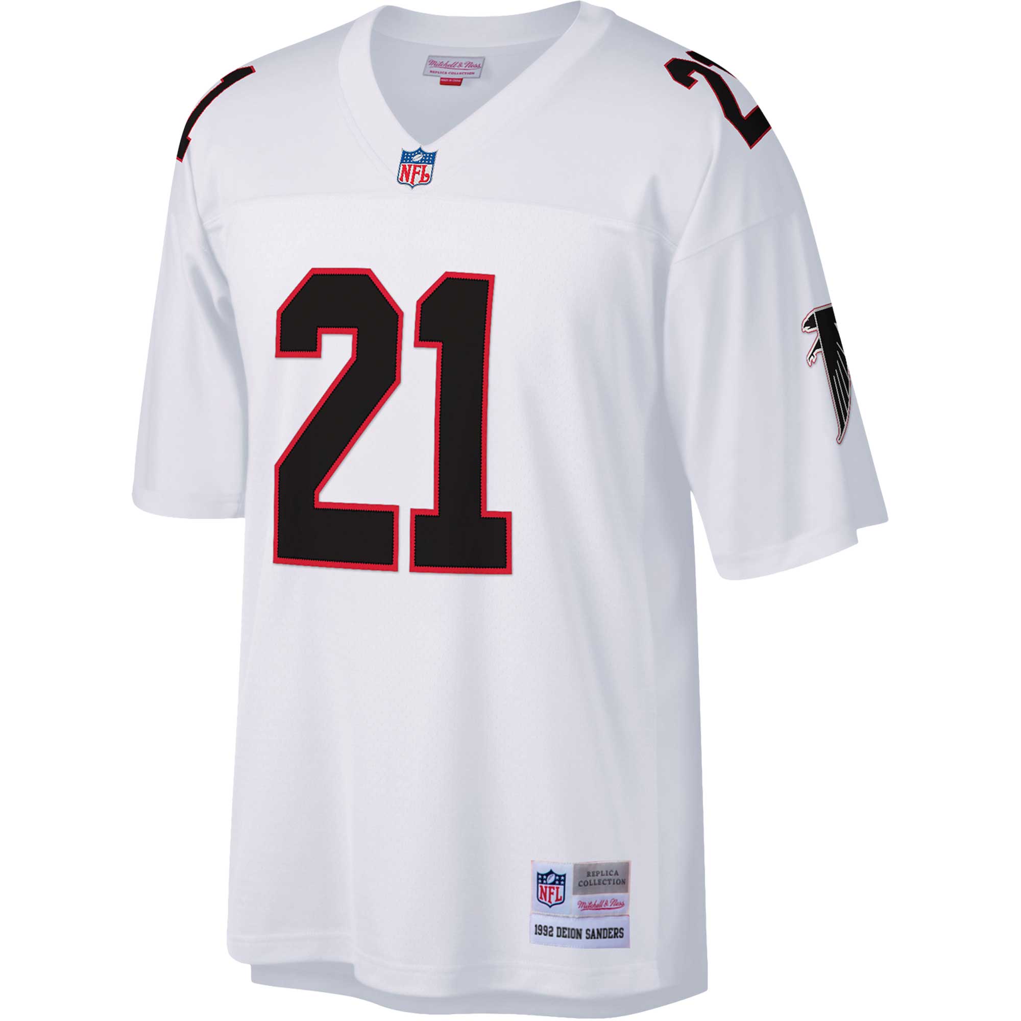 Atlanta Falcons Deion Sanders Mitchell Ness White Big Tall 1992 Retired Player NFL Jersey Men's
