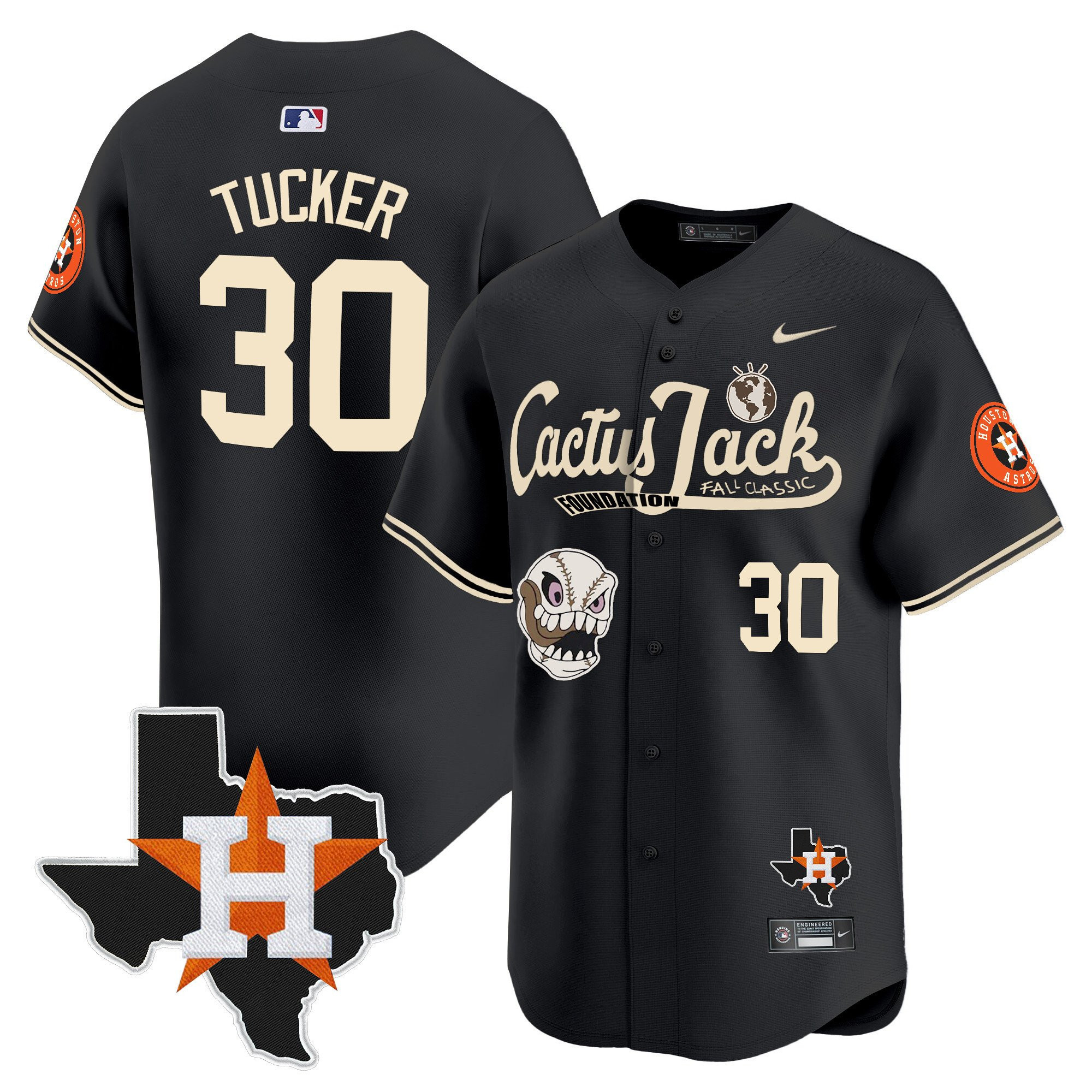 Kyle Tucker 30 Houston Astros Cactus Jack Foundation Fall Classic Black Limited Men MLB Jersey Men's