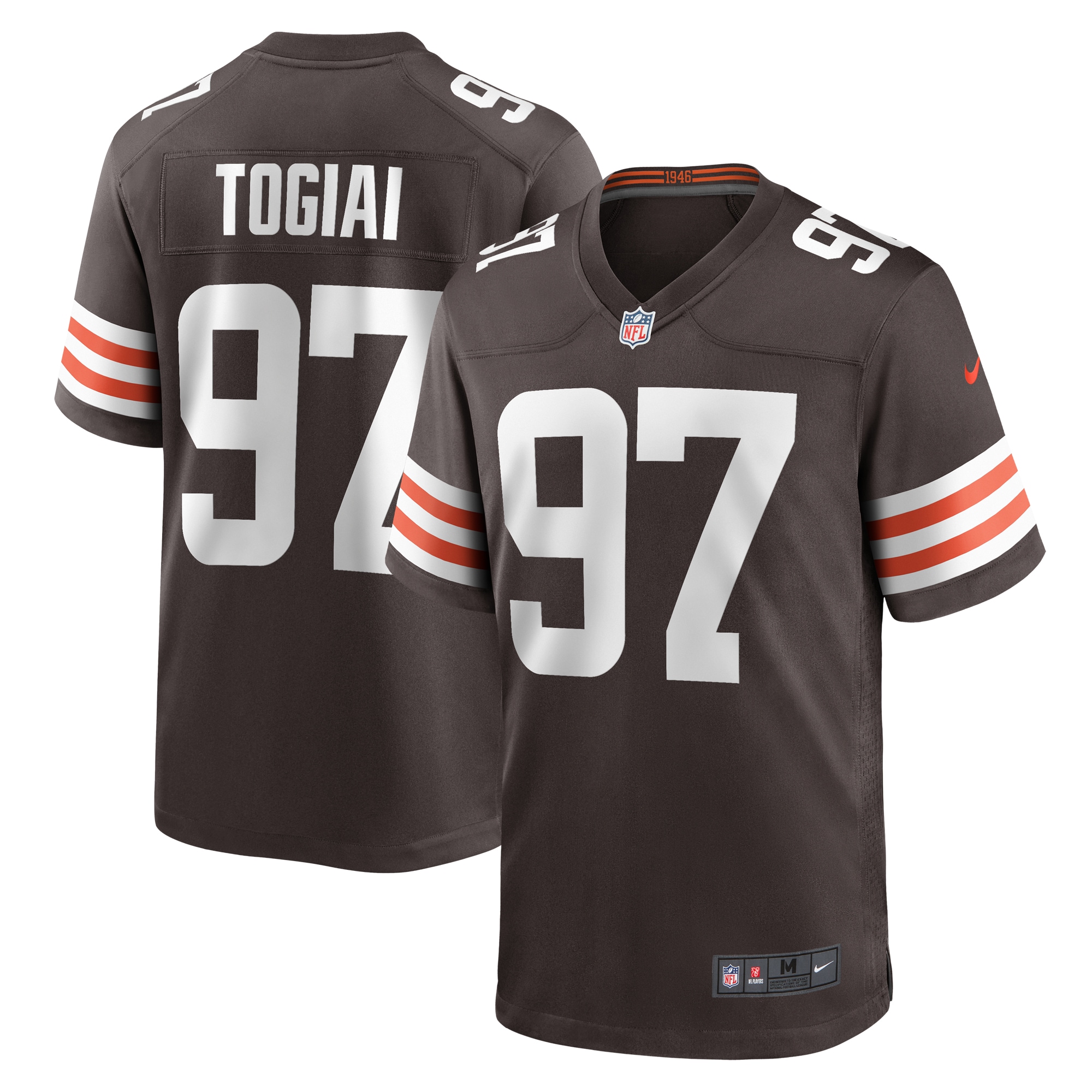 Cleveland Browns Tommy Togiai Brown Game NFL Jersey Men's