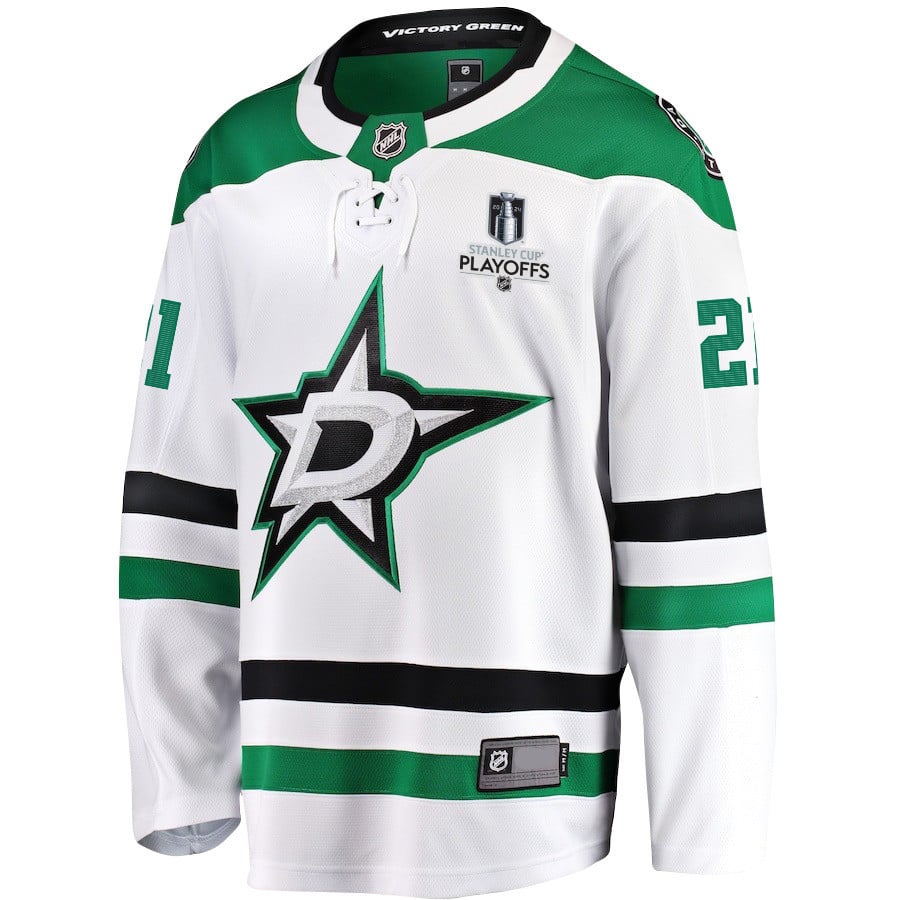 Jason Robertson 21 Dallas Stars 2024 Playoffs Patch Away Breakaway Men NHL Jersey Men's