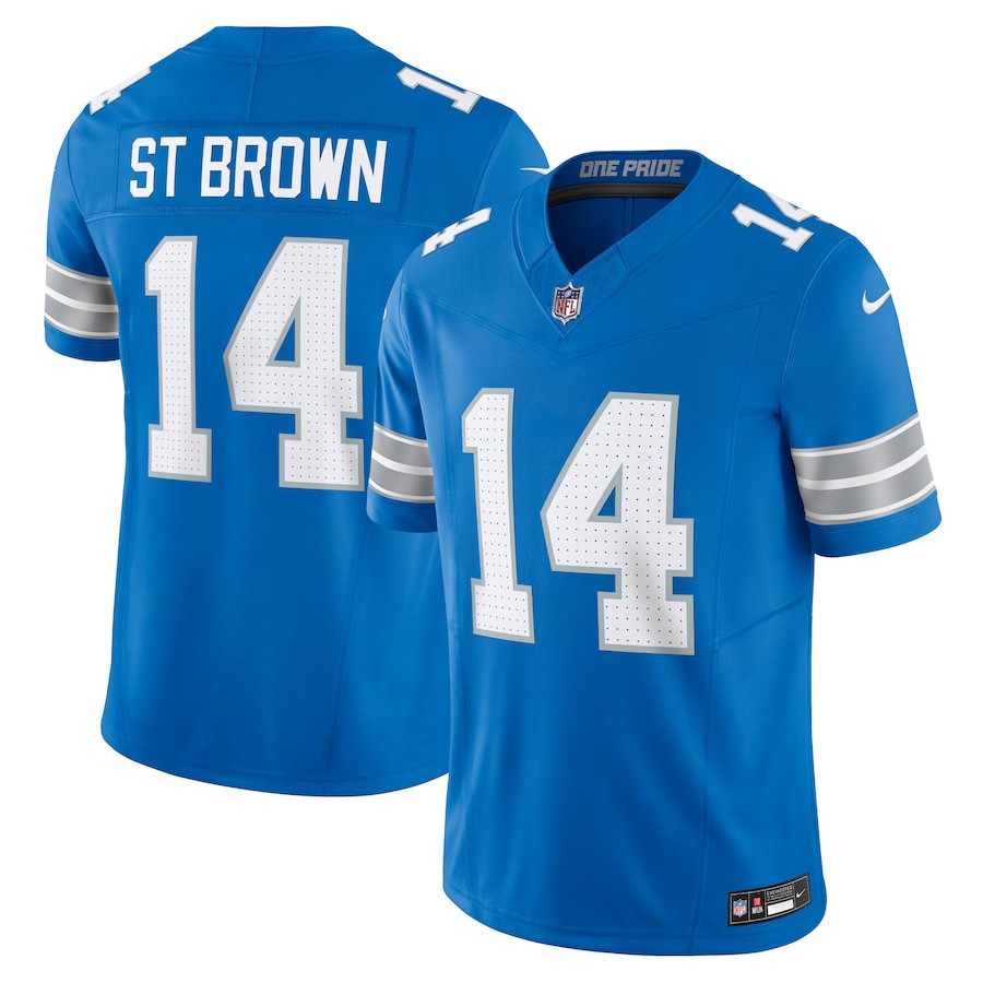 Amon-Ra St. Brown 14 Detroit Lions Vapor F.U.S.E. Limited Blue NFL Jersey Men's