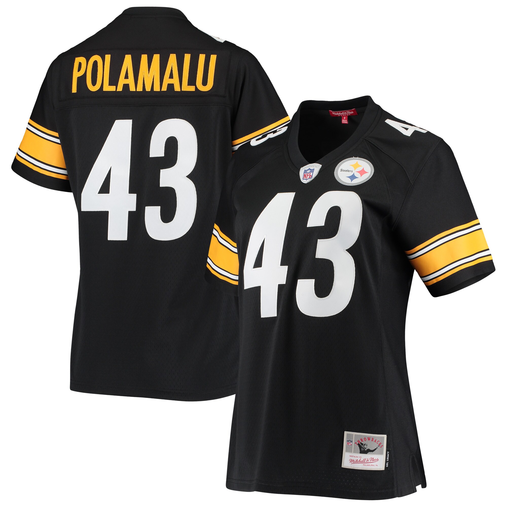 Pittsburgh Steelers Troy Polamalu Mitchell Ness Black Legacy Team NFL Jersey Women's