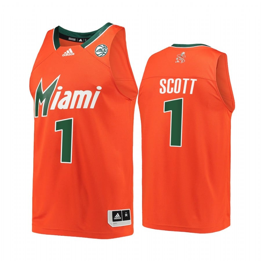Miami Hurricanes Durand Scott 1 Reverse Retro Orange Uniform NCAA Jersey Men's