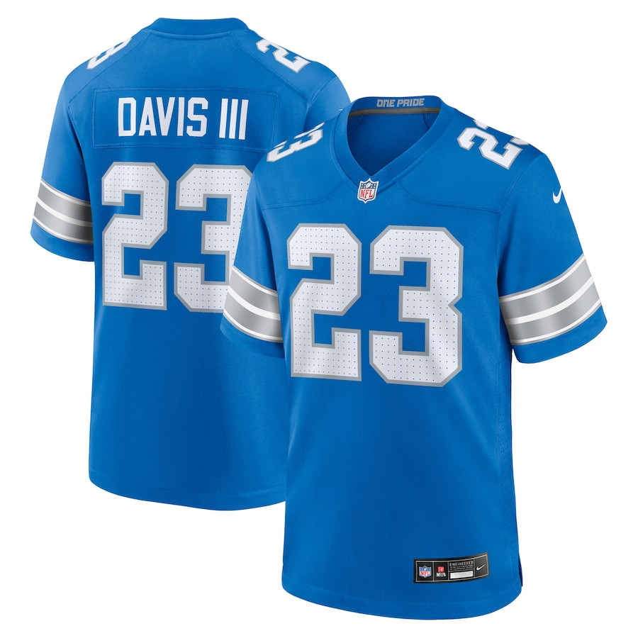 Carlton Davis III 23 Detroit Lions Game Blue NFL Jersey Men's